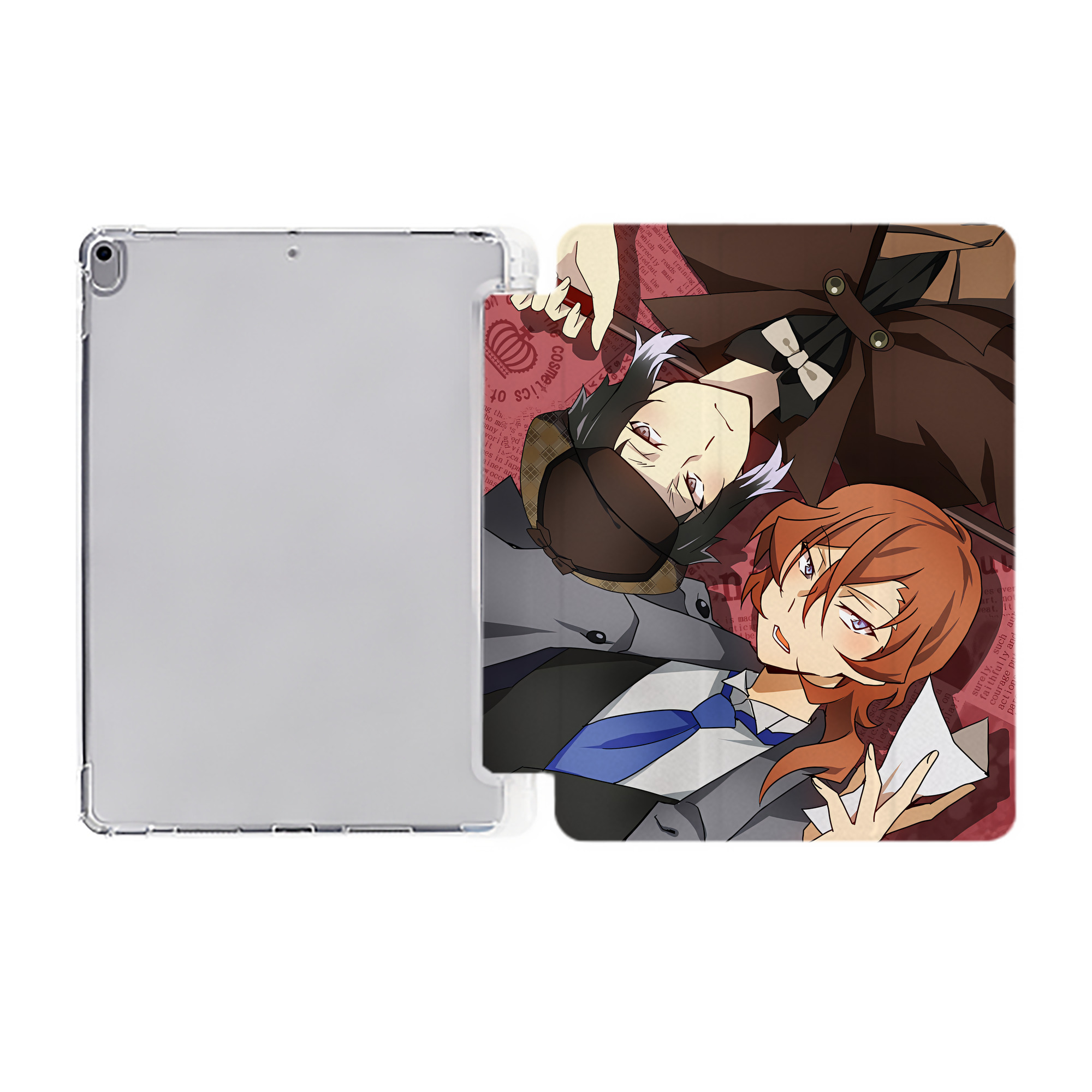 （画像用） 文豪ストレイドッグス Bungo Stray Dogs IPad ケース ペン収納付き 三つ折りスタンド PUレザー×シリコン 対応機種9.5/10.5/10.9インチ